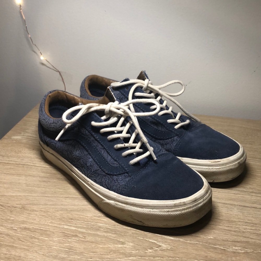 blue patterned vans